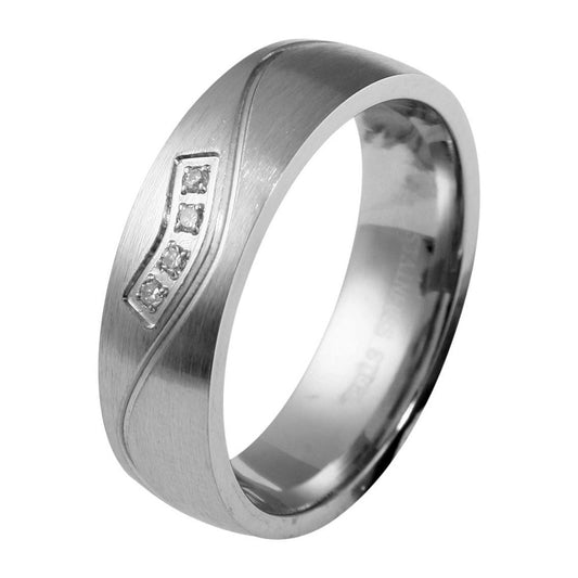 Damen Ring aus Edelstahl mit Strass Steinchen