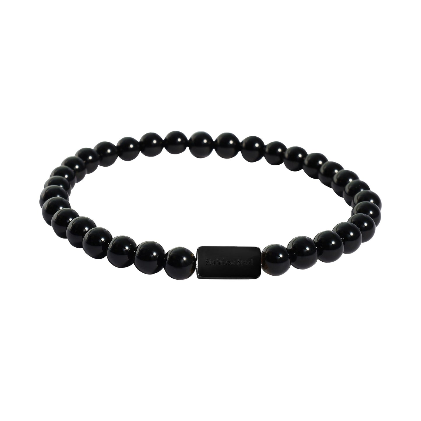 Herren Armband – Kugelarmband aus Edelstahl mit Onyx 21 cm