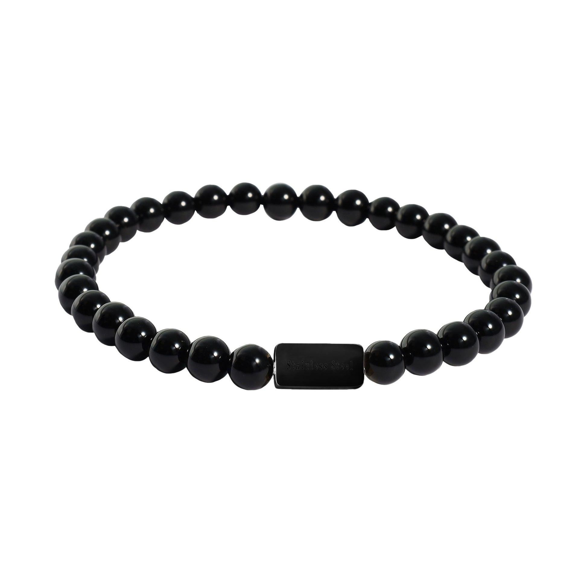 Herren Armband – Kugelarmband aus Edelstahl mit Onyx 21 cm