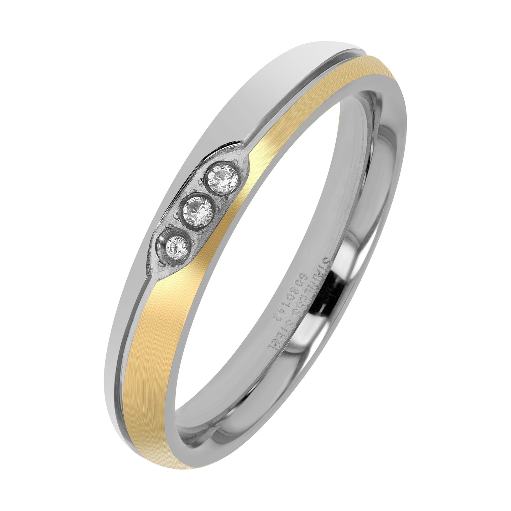 Damen Ring aus Edelstahl mit Strass Steinchen