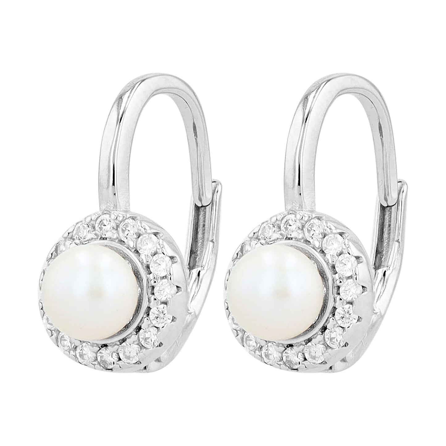 Damen Ohrringe – Klappcreole aus 925 Silber mit Süßwasserperle