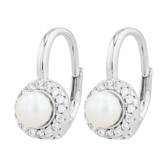 Damen Ohrringe – Klappcreole aus 925 Silber mit Süßwasserperle