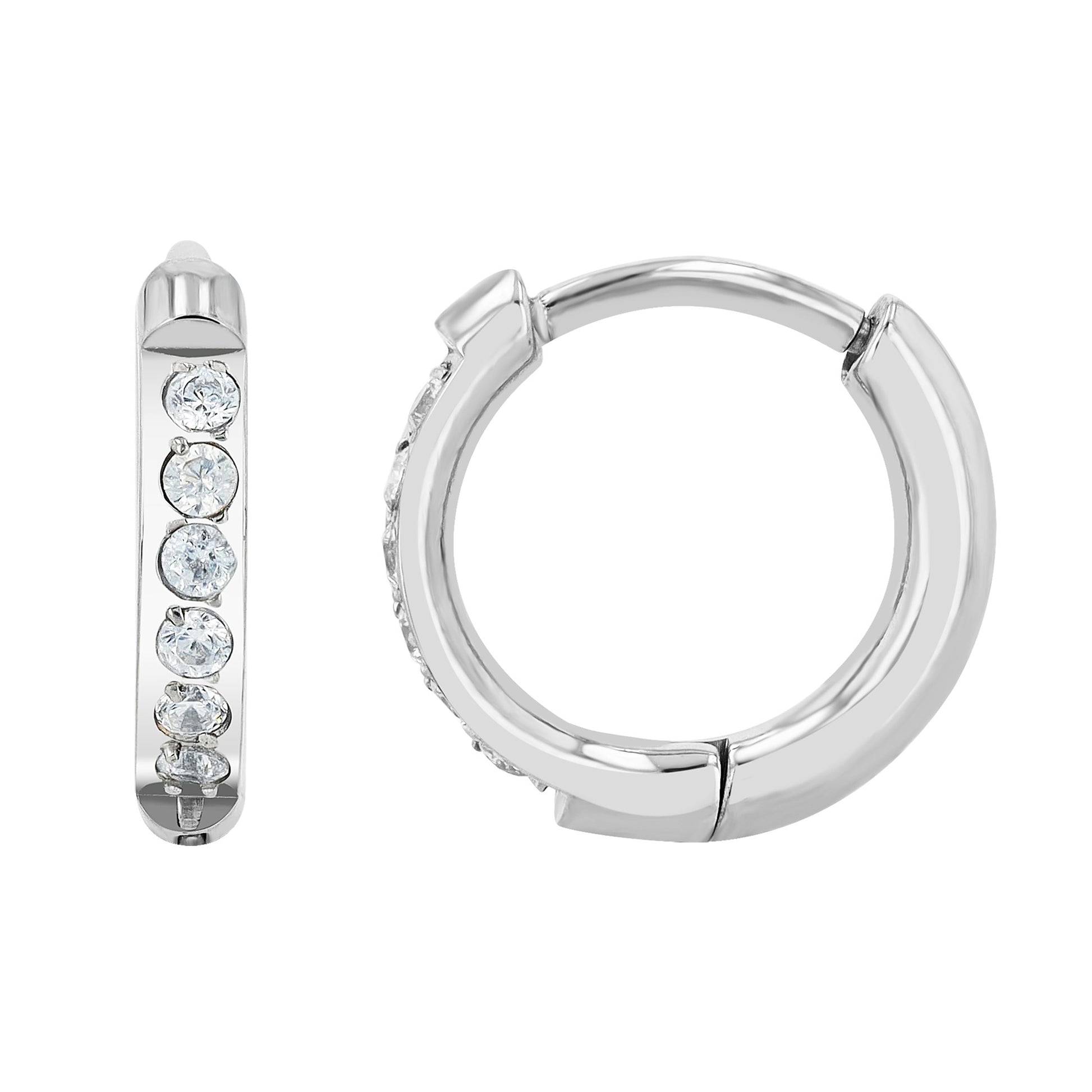 Damen Ohrringe – Klappcreole aus Titan mit Strass Steinchen
