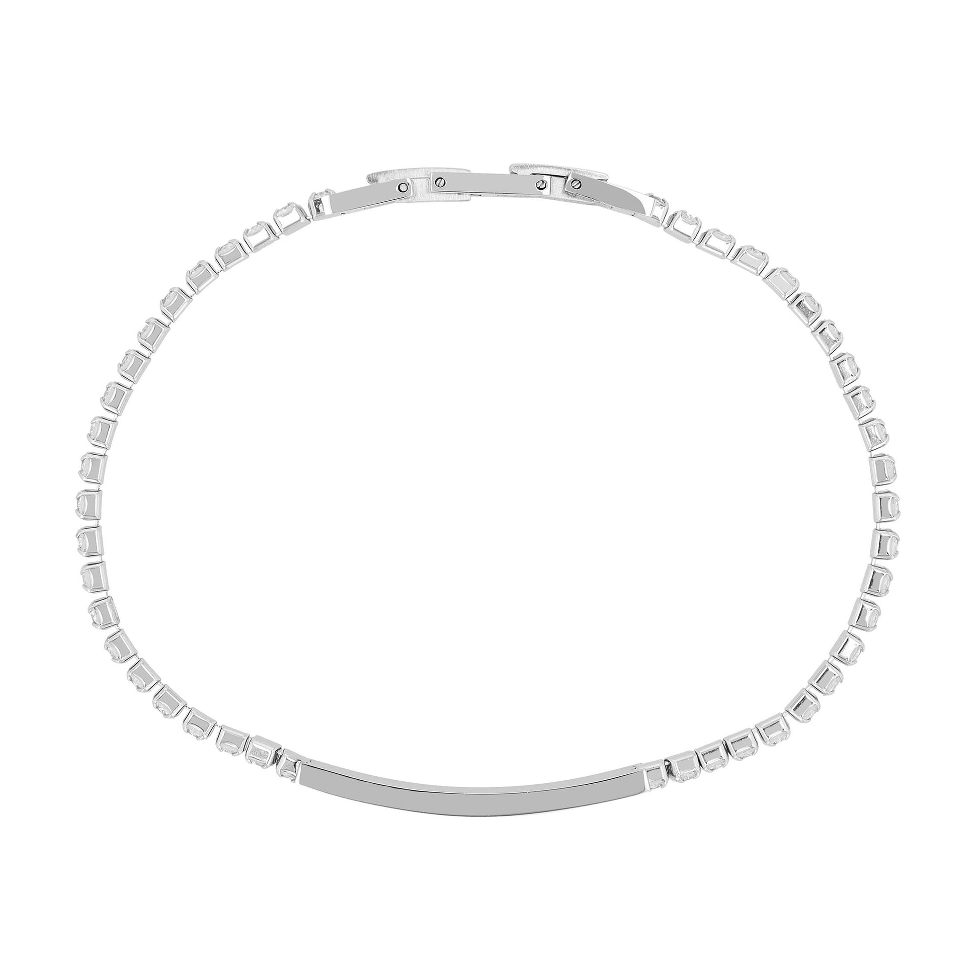 Damen Armband aus Edelstahl mit Strass Steinchen 21,5 cm