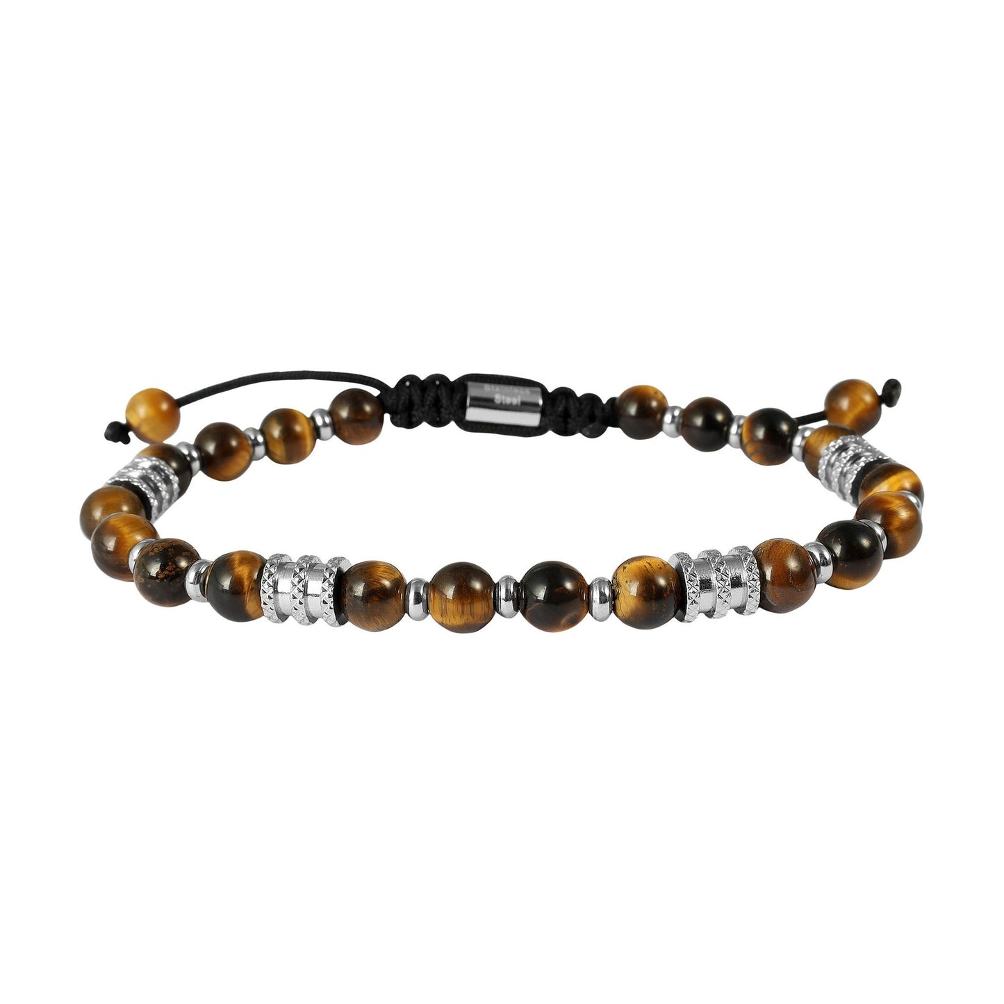 Herren Armband – Kugelarmband aus Edelstahl mit Tigerauge 19,5 cm