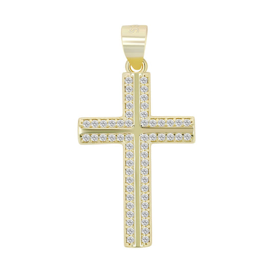 Damen Anhänger – Kreuz Kreuzanhänger aus 925 Silber mit Zirkonia