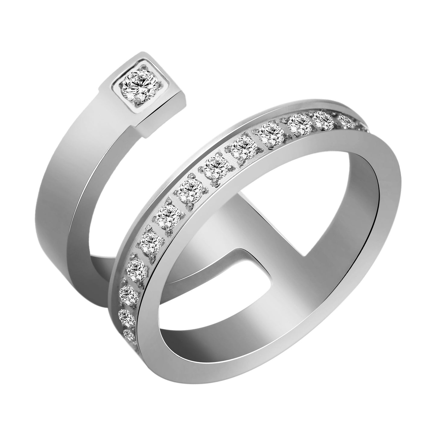 Damen Ring aus Edelstahl mit Strass Steinchen