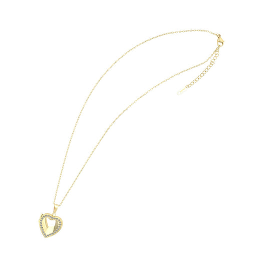 Damen Halskette – Medaillon aus Edelstahl mit Strass Steinchen 45+5