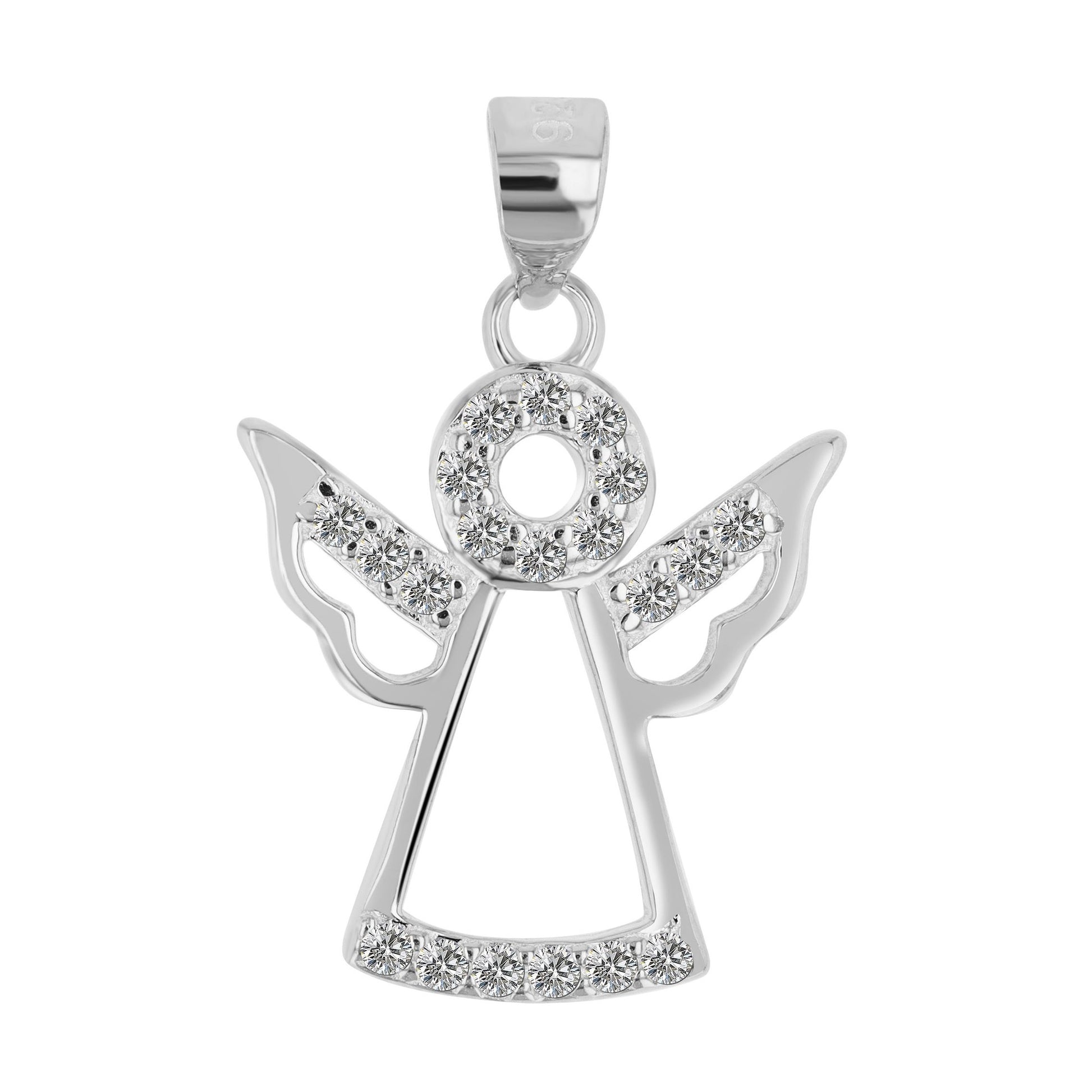 Damen Anhänger – Engelanhänger aus 925 Silber mit Zirkonia