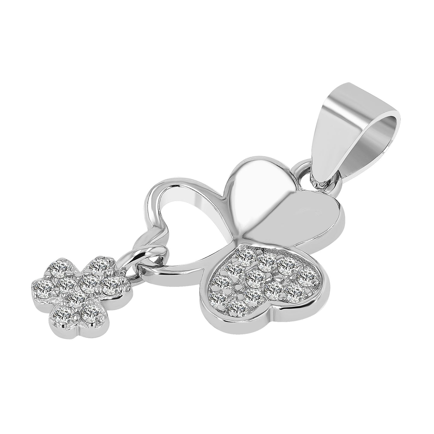 Damen Anhänger – Kleeblatt Anhänger aus 925 Silber mit Zirkonia
