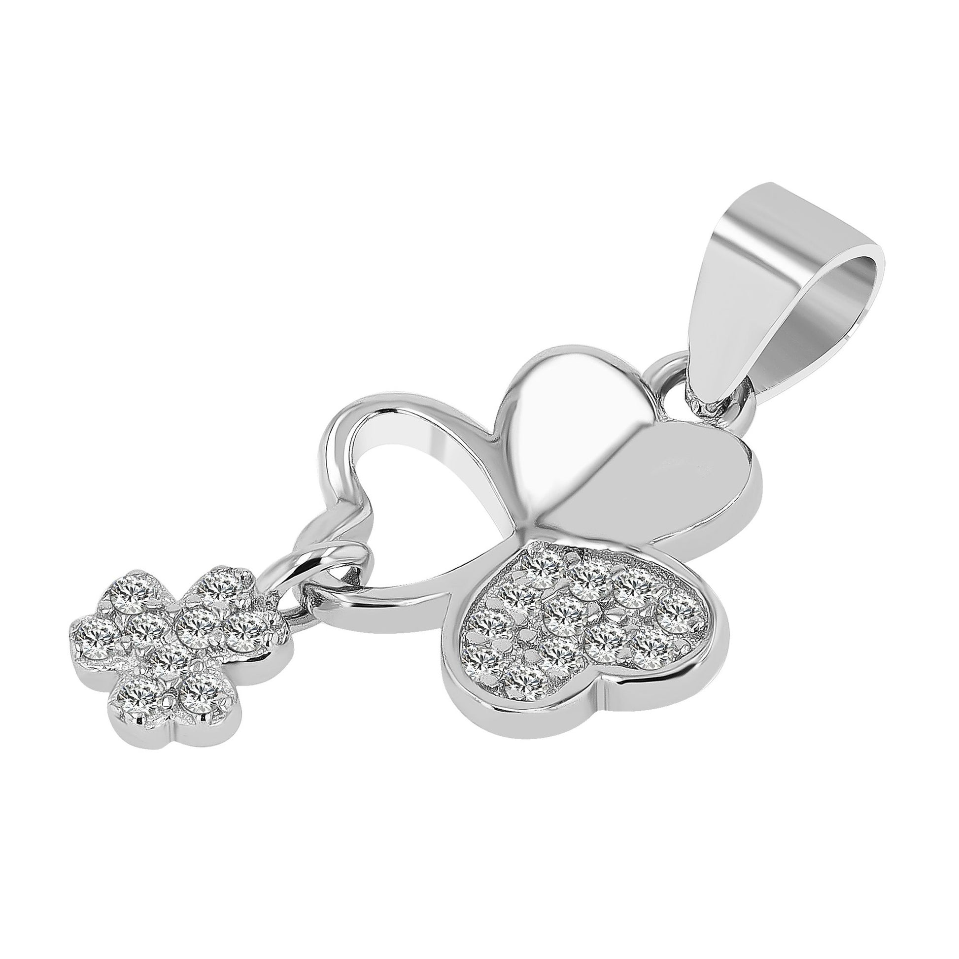 Damen Anhänger – Kleeblatt Anhänger aus 925 Silber mit Zirkonia