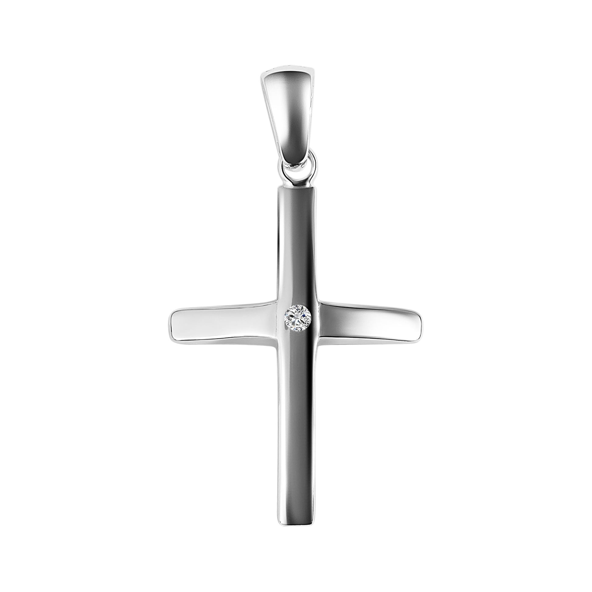 Damen Anhänger – Kreuz Kreuzanhänger aus 925 Silber mit Zirkonia