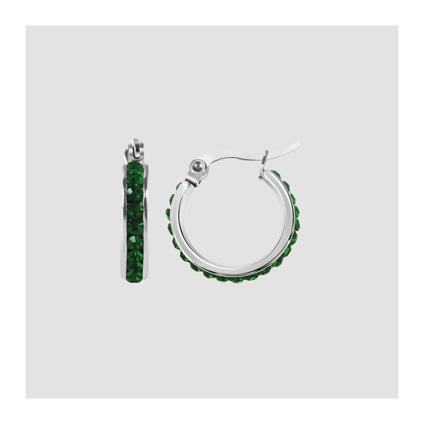 Damen Ohrringe – Creole aus Edelstahl mit Strass Steinchen