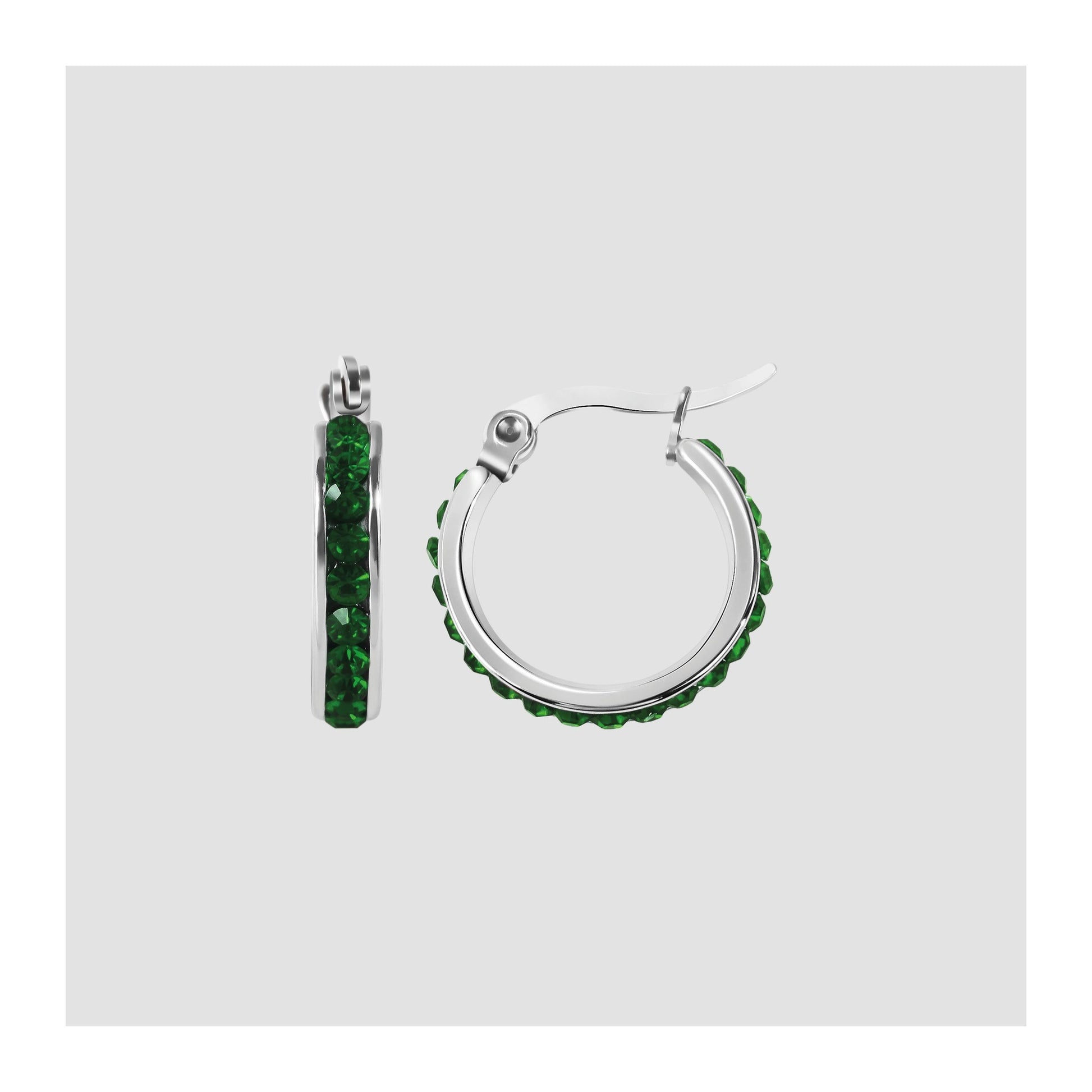 Damen Ohrringe – Creole aus Edelstahl mit Strass Steinchen