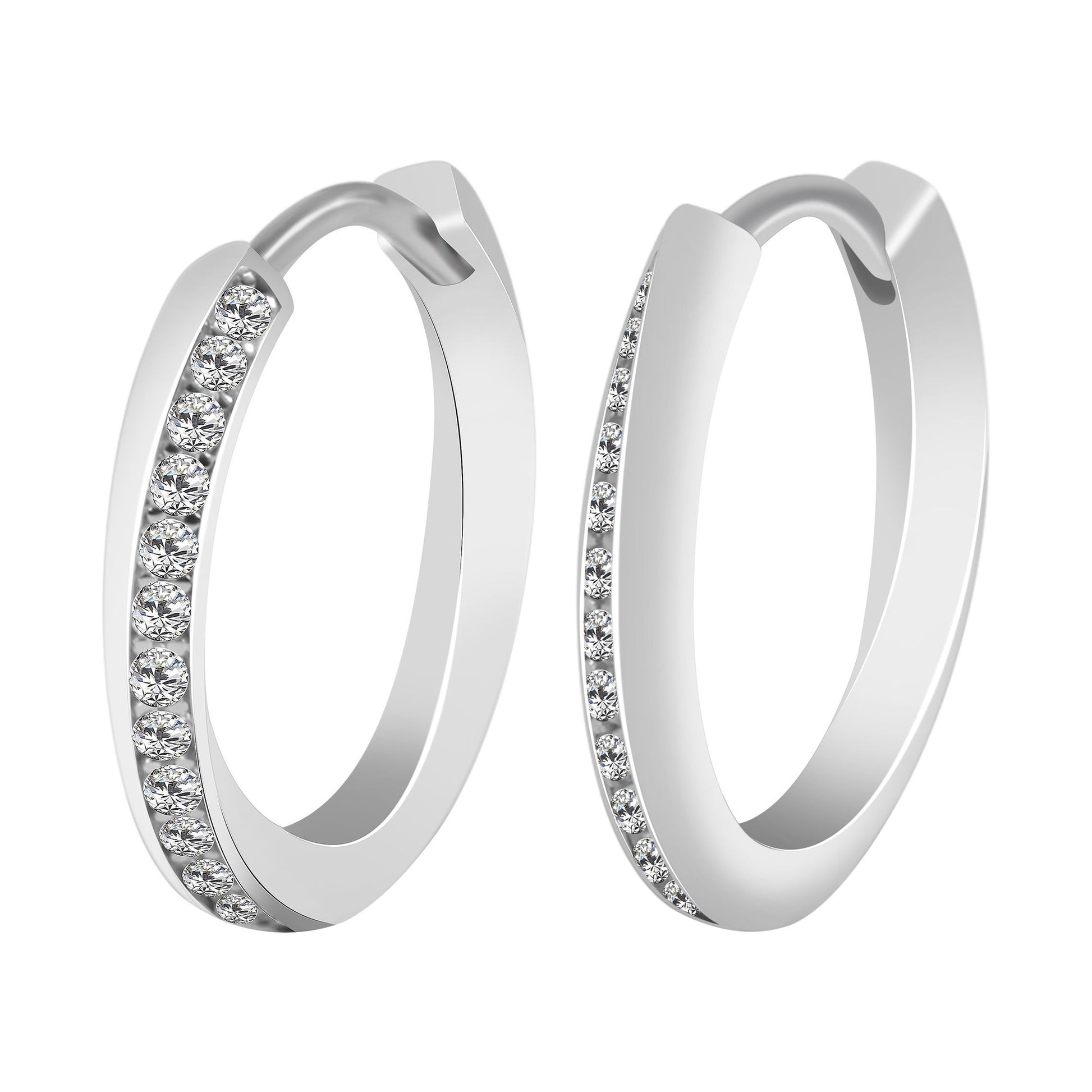 Damen Ohrringe – Klappcreole aus 925 Silber mit Zirkonia