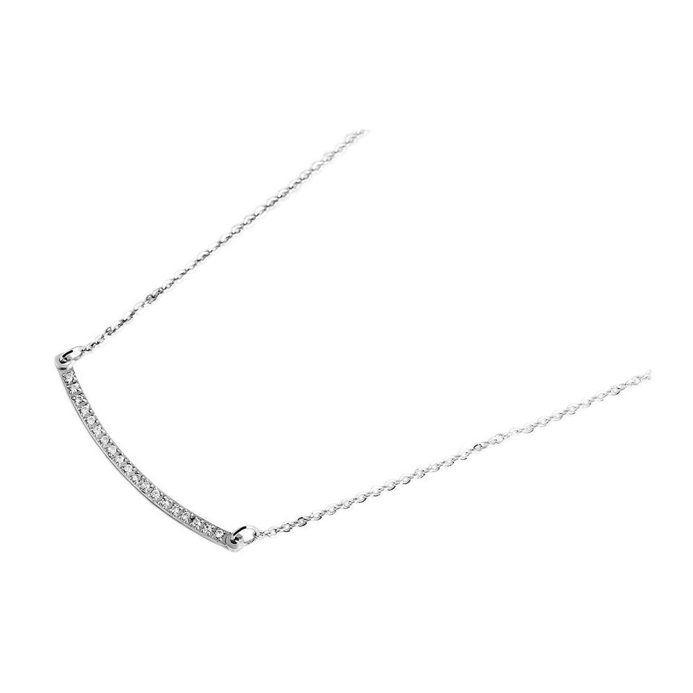 Damen Halskette – Ankerkette aus Edelstahl mit Zirkonia 43 cm