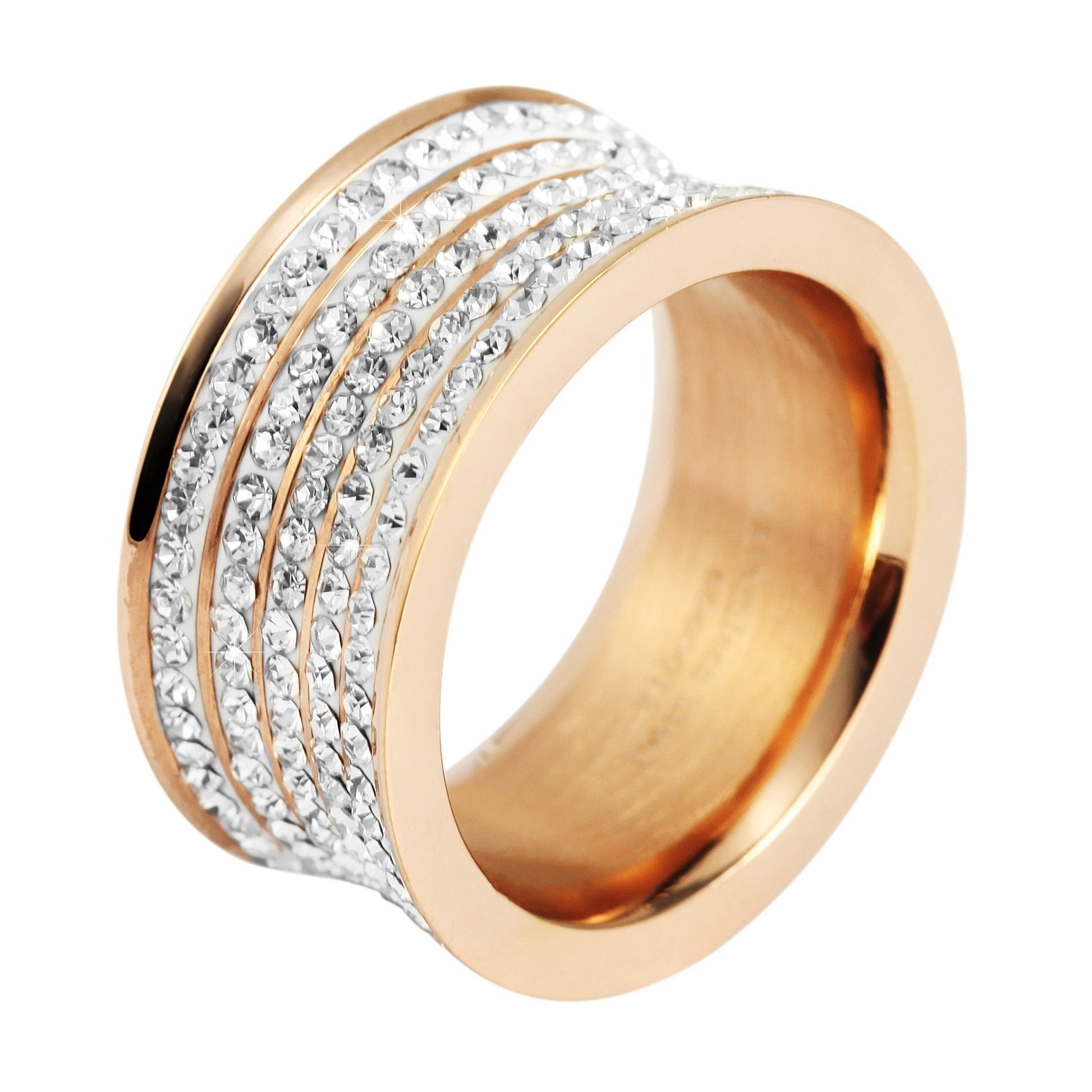 Damen Ring aus Edelstahl mit Strass Steinchen