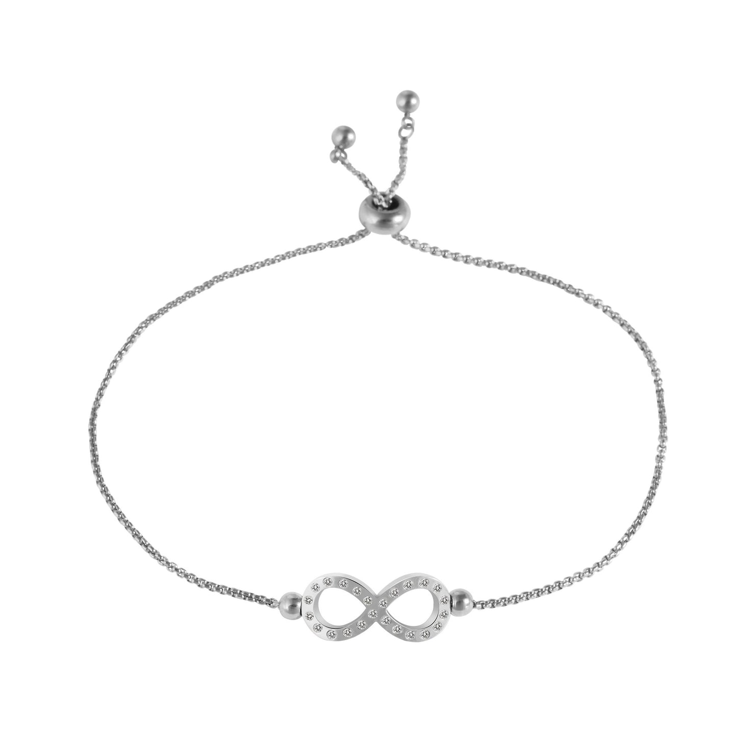 Damen Armband – Unendlichkeitszeichen aus Edelstahl mit Perle 24 cm