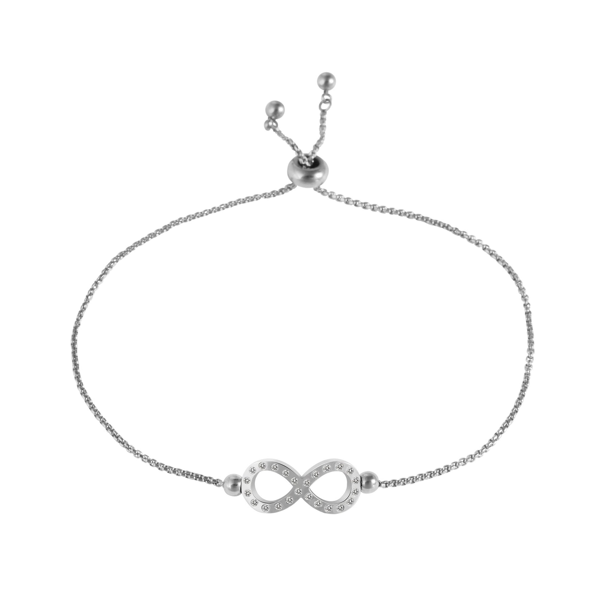 Damen Armband – Unendlichkeitszeichen aus Edelstahl mit Perle 24 cm