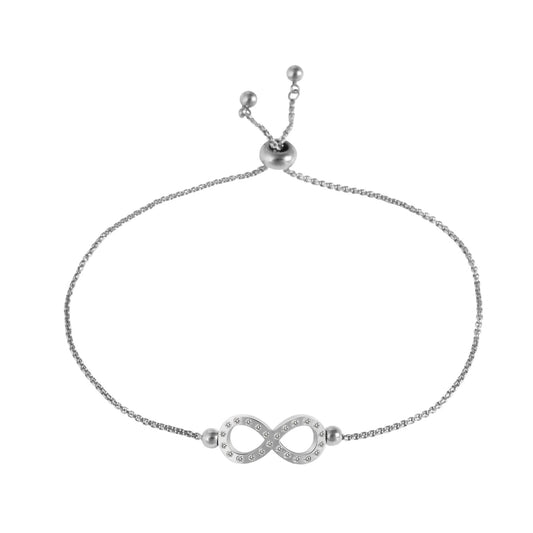Damen Armband – Unendlichkeitszeichen aus Edelstahl mit Perle 24 cm