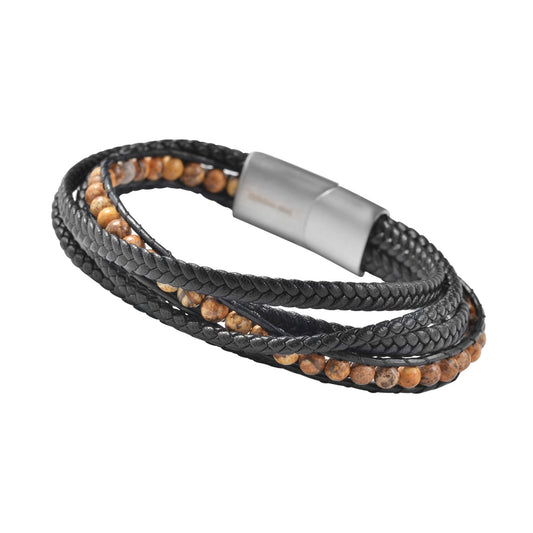 Unisex Armband – Lederarmband aus Leder mit Jaspis 19 cm