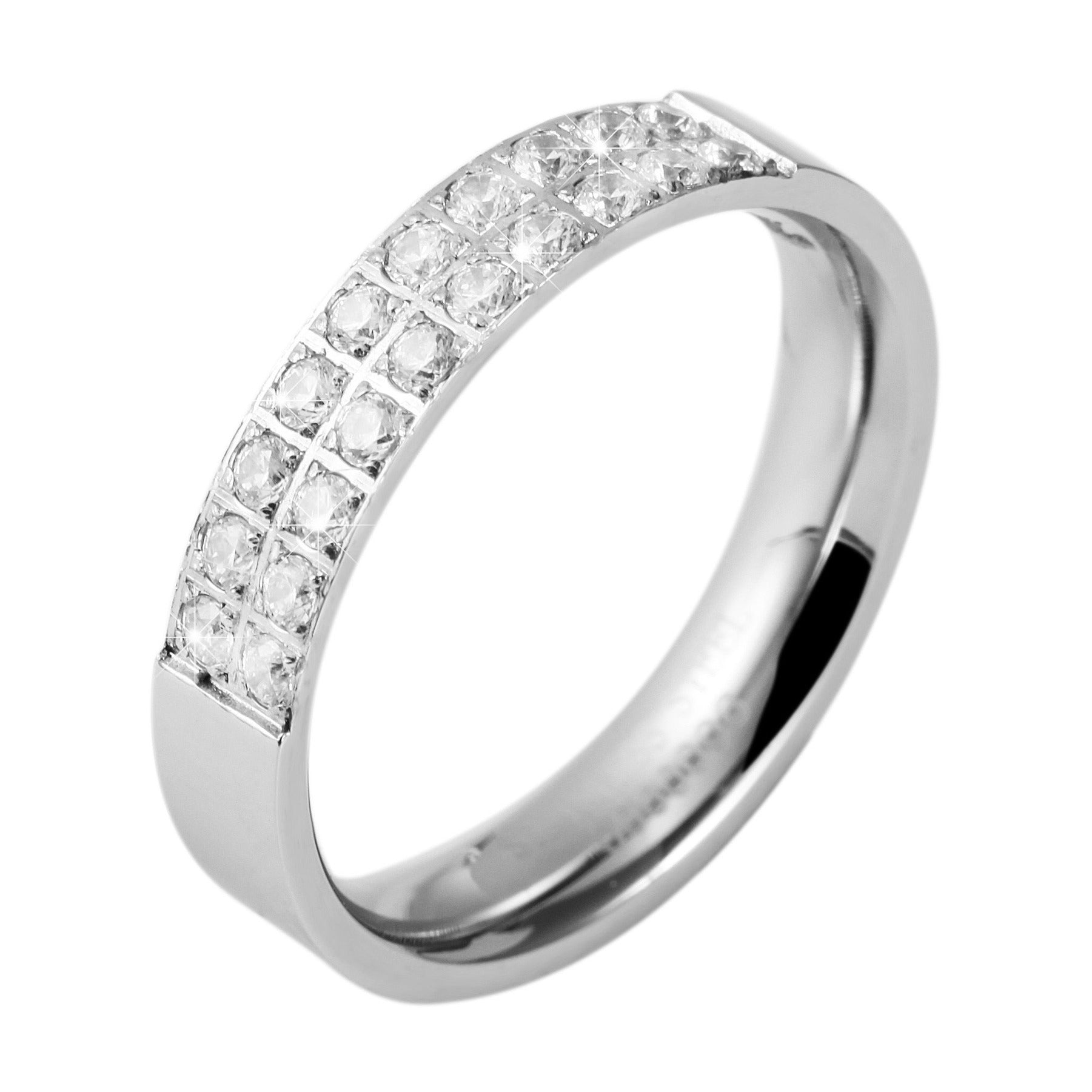 Damen Ring aus Edelstahl mit Strass Steinchen