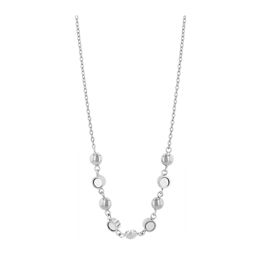 Damen Halskette aus Edelstahl mit Perlmutt 41+5