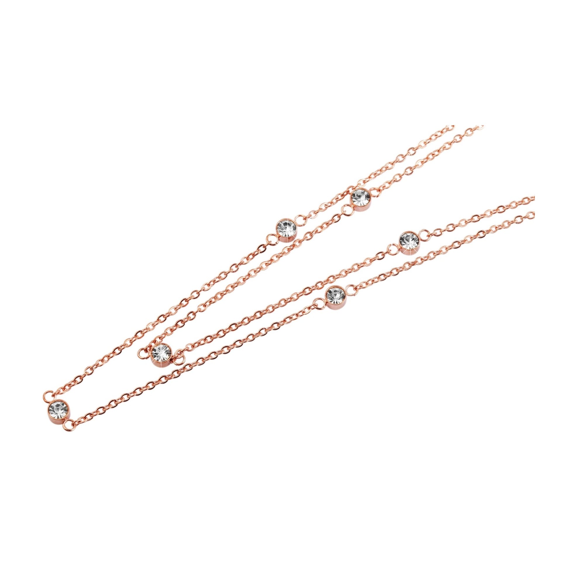 Damen Halskette aus Edelstahl mit Strass Steinchen 43+5