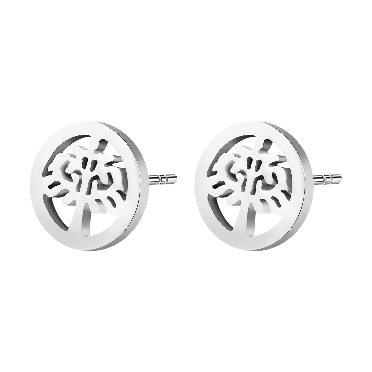 Damen Ohrringe – Ohrstecker Lebensbaum aus Edelstahl