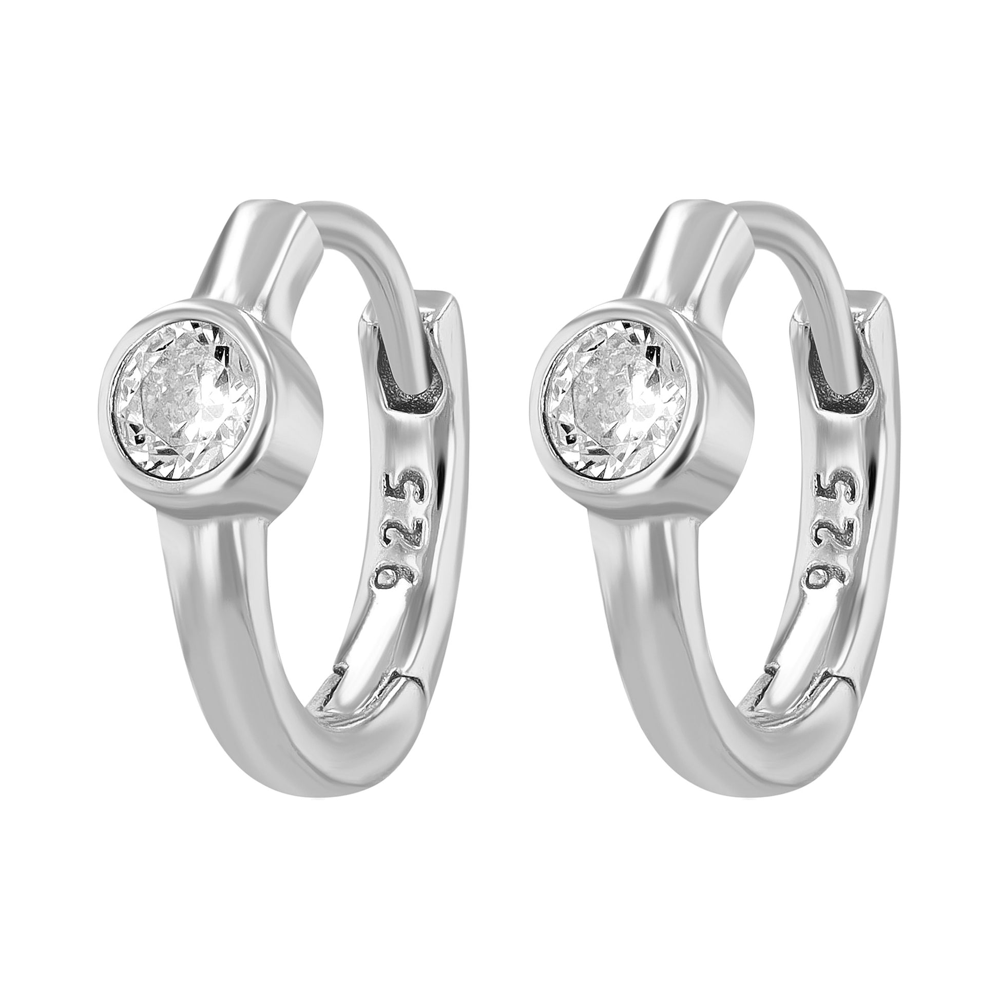 Damen Ohrringe – Klappcreole aus 925 Silber mit Zirkonia