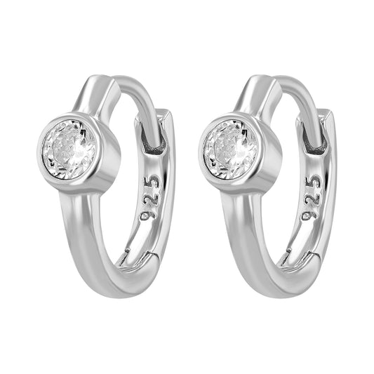 Damen Ohrringe – Klappcreole aus 925 Silber mit Zirkonia
