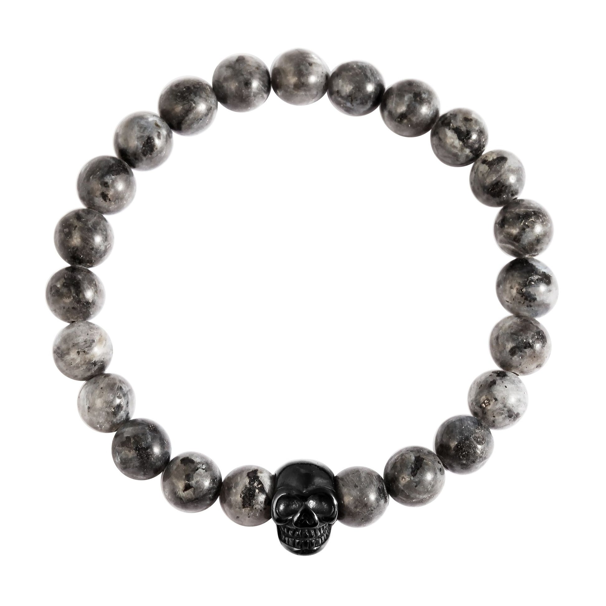Unisex Anhänger – Totenkopfanhänger aus Edelstahl mit Obsidian