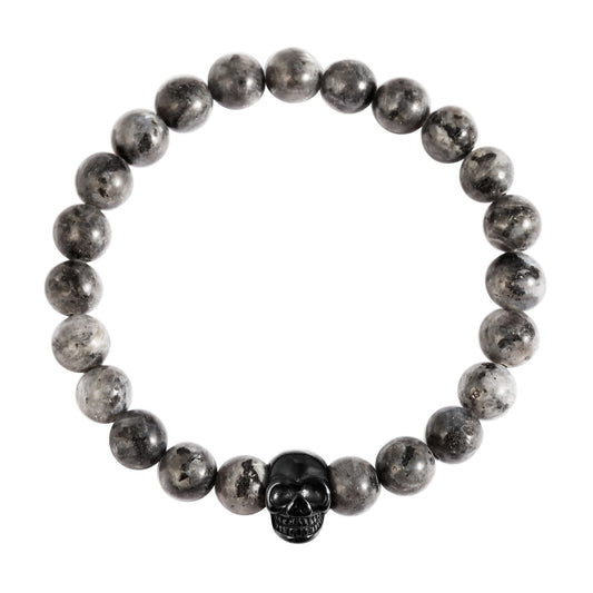 Unisex Anhänger – Totenkopfanhänger aus Edelstahl mit Obsidian