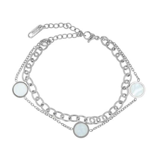 Damen Armband aus Edelstahl mit Perlmutt 17 cm