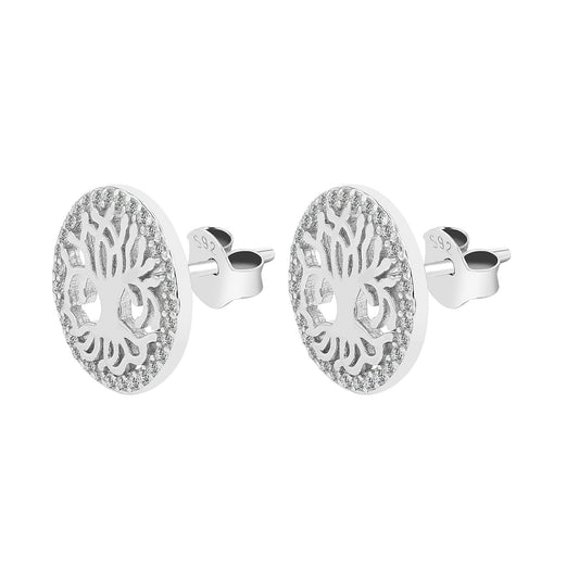 Damen Ohrringe – Ohrstecker Lebensbaum aus 925 Silber mit Zirkonia