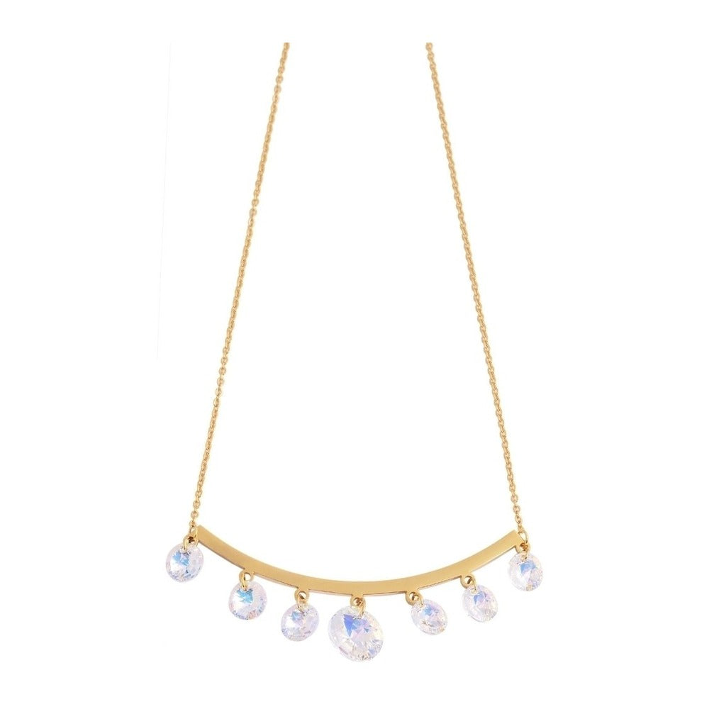 Damen Halskette – Ankerkette aus Edelstahl mit Zirkonia 43 cm