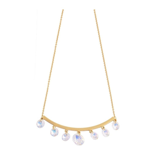 Damen Halskette – Ankerkette aus Edelstahl mit Zirkonia 43 cm