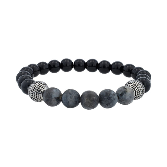 Unisex Armband – Kugelarmband aus Edelstahl mit Achat 17 cm