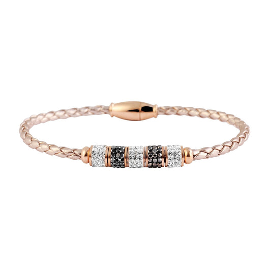 Damen Armband – Lederarmband aus Leder mit Strass Steinchen 17 cm