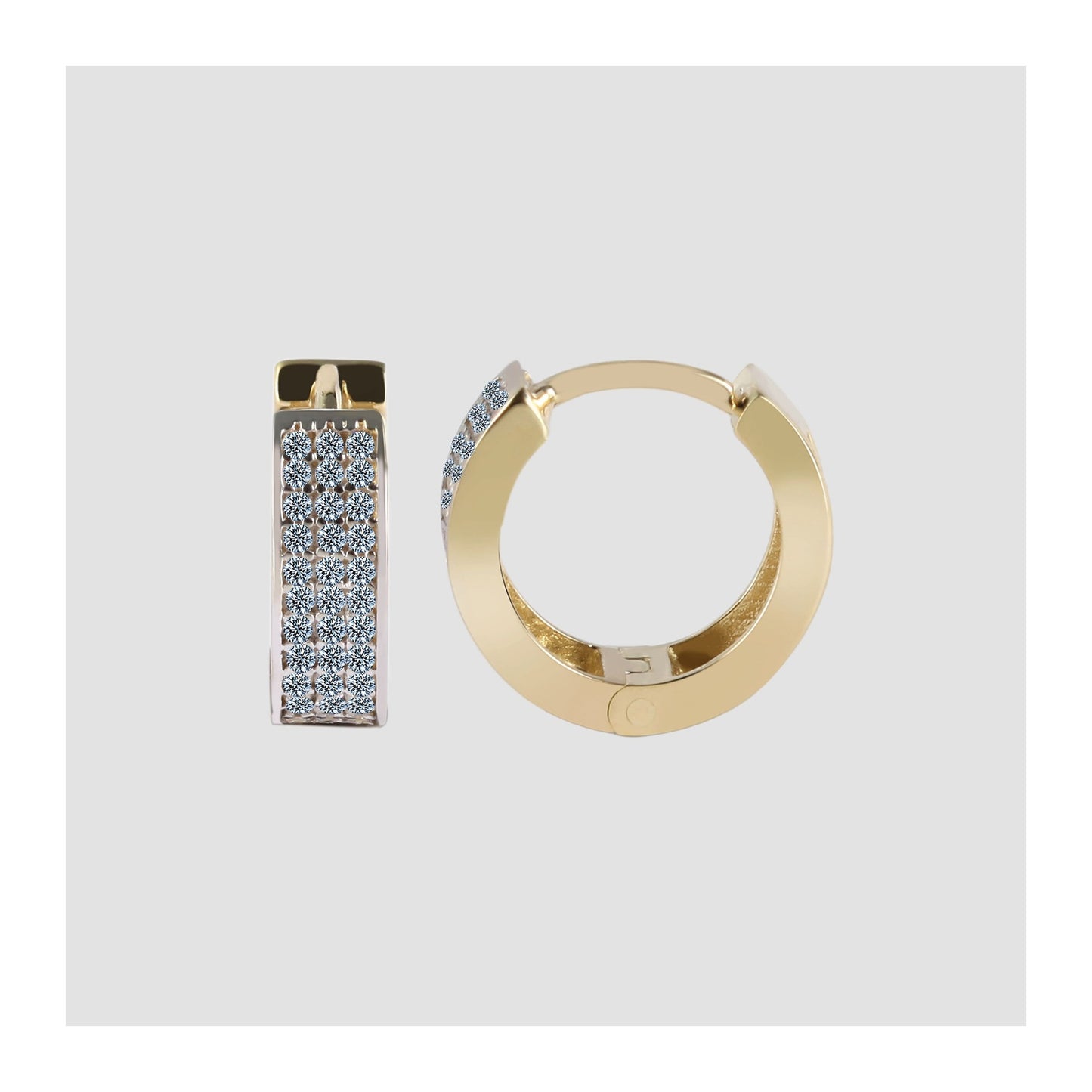 Damen Ohrringe – Klappcreole aus 375 Gold mit Zirkonia