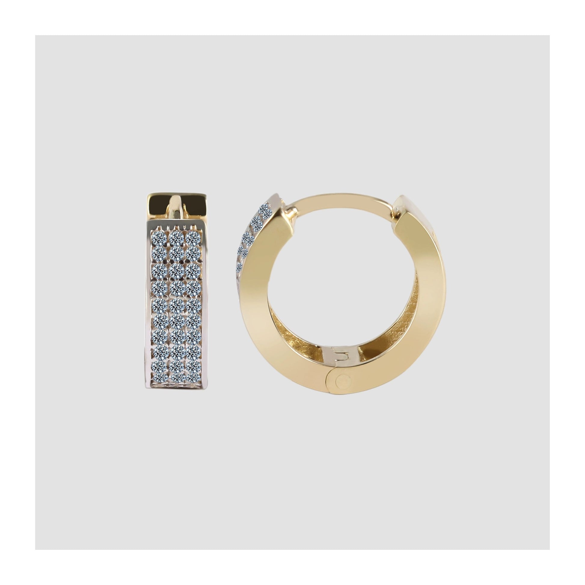Damen Ohrringe – Klappcreole aus 375 Gold mit Zirkonia
