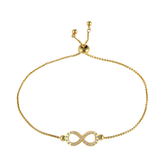 Damen Armband – Unendlichkeitszeichen aus Edelstahl mit Perle 24 cm