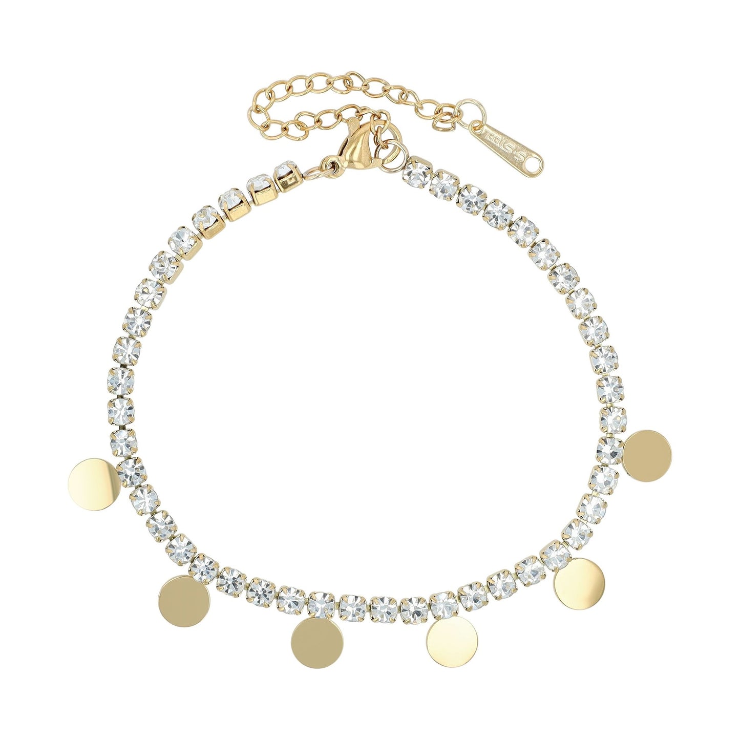 Damen Armband aus Edelstahl mit Strass Steinchen 17,5+5 cm