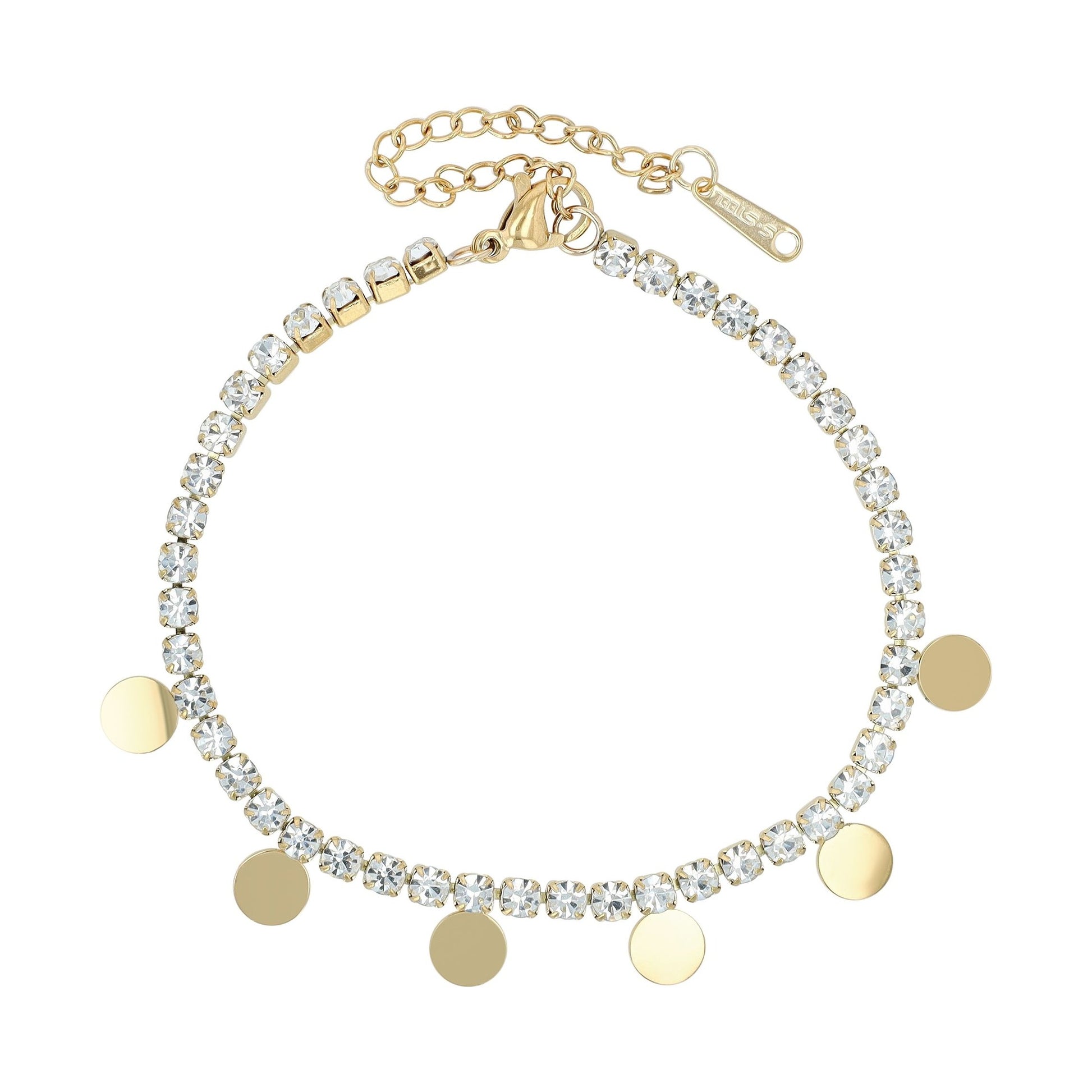 Damen Armband aus Edelstahl mit Strass Steinchen 17,5+5 cm