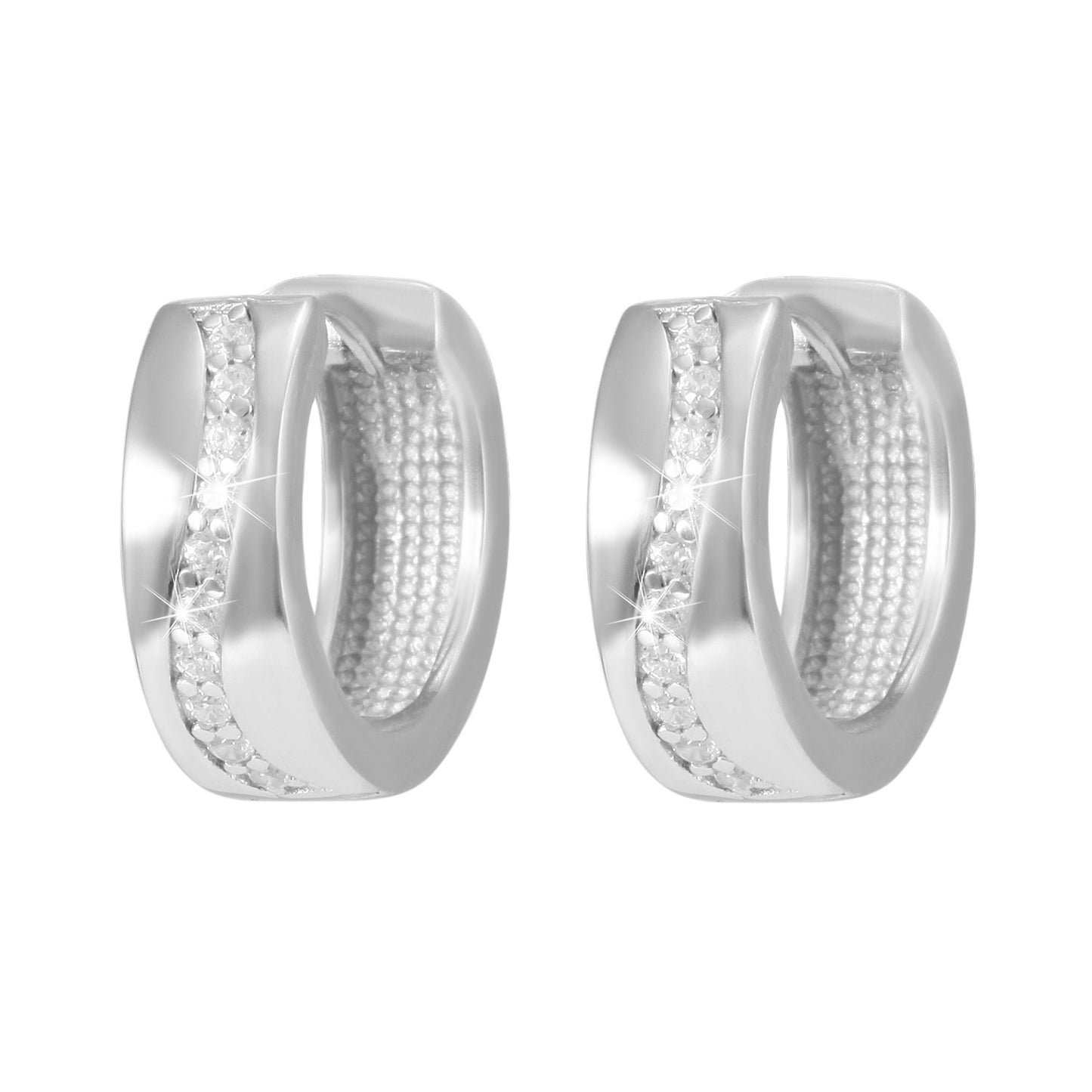 Damen Ohrringe – Klappcreole aus 925 Silber mit Zirkonia