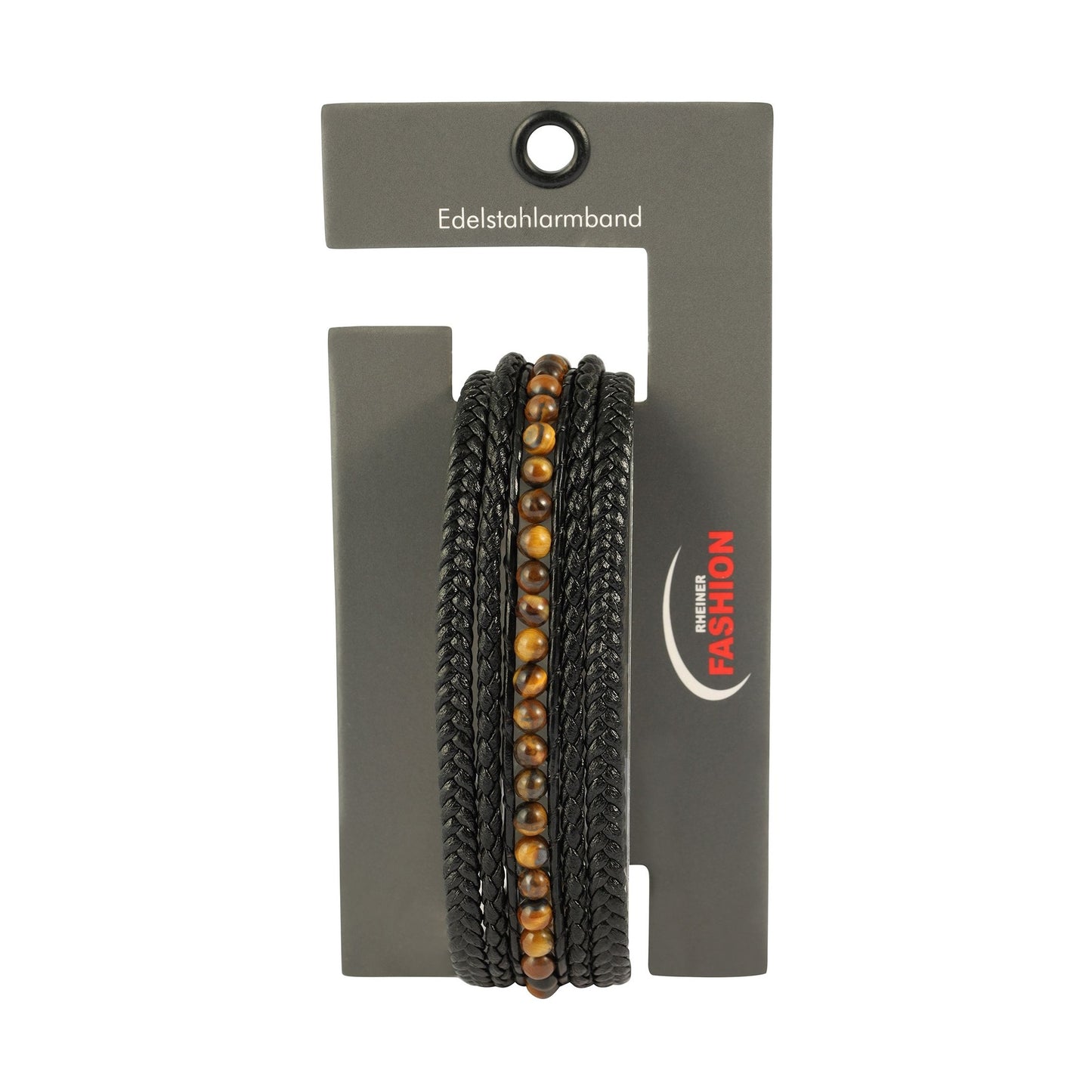 Herren Armband – Lederarmband aus Leder mit Tigerauge 17 cm