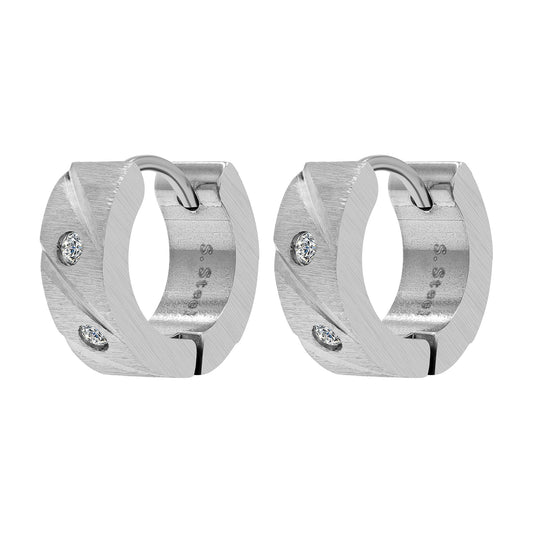 Damen Ohrringe – Creole aus Edelstahl mit Strass Steinchen
