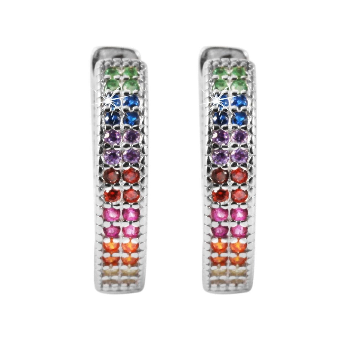 Damen Ohrringe – Klappcreole aus 925 Silber mit Zirkonia