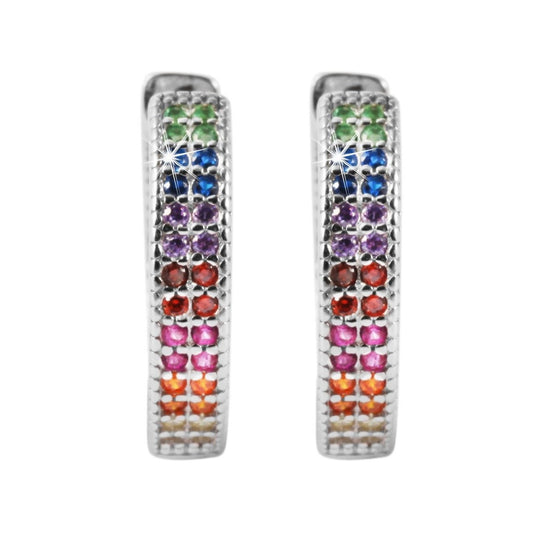 Damen Ohrringe – Klappcreole aus 925 Silber mit Zirkonia