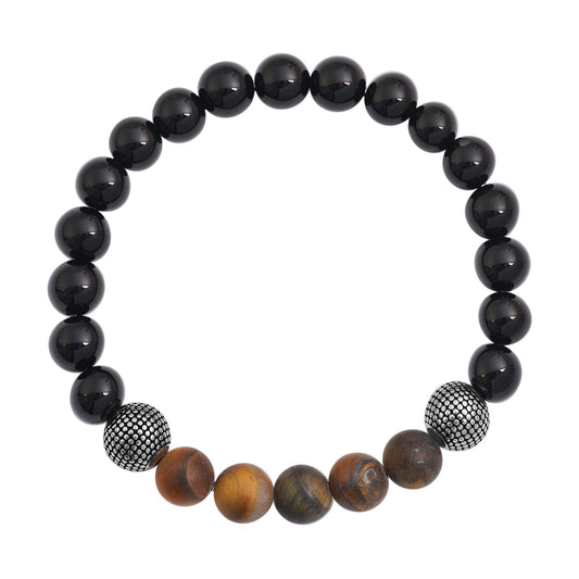 Unisex Armband – Kugelarmband aus Edelstahl mit Achat 17 cm